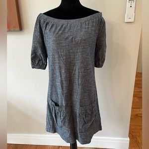 LA MADE Linen Off The Shoulder Dress With Pockets Size Small